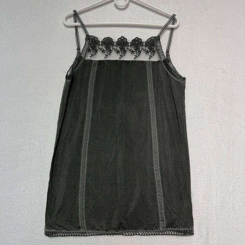 POL Faded Gray Lacey Camisole Large Tank SMD31 Grunge Southern Boutique Festival